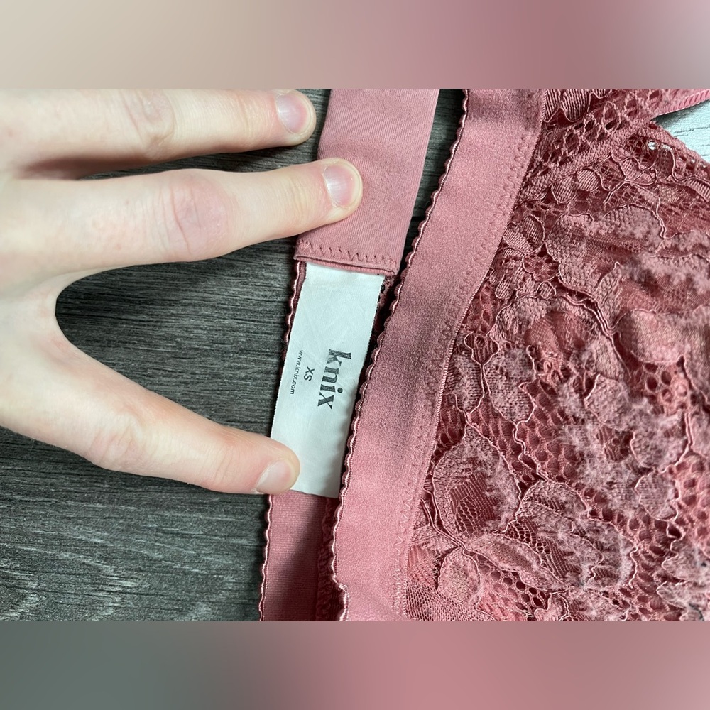 Lace Pink Bralette Knix XS bra underwear lingerie - Picture 2 of 4